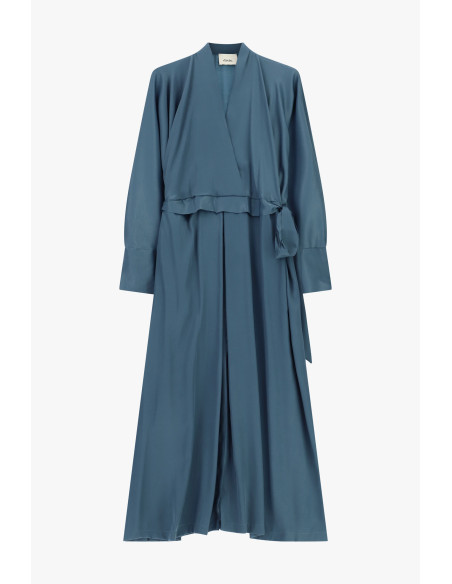 Lange A-lijnjurk met riem en lange mouwen Dixie - Denim