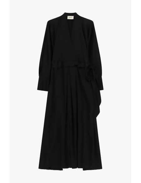 Robe Longue Évasée Avec Ceinture Et Manches Longues Dixie - Noir