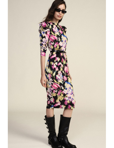 Robe Midi À Imprimé Floral Avec Épaules Froncées Dixie