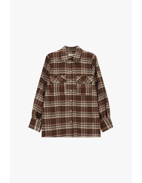 Chemise à carreaux, manches longues et poches devant Dixie - Brun