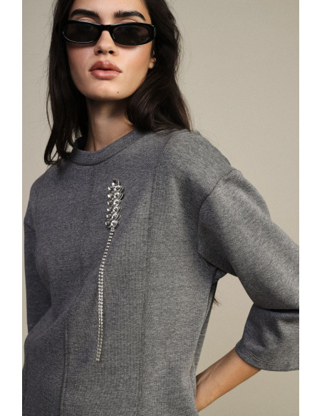 Sweat-Shirt Sans Capuche À Manches Larges Avec Application Bijou Dixie