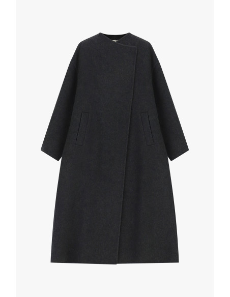 Manteau Long Avec Fermeture Asymétrique Et Poches Dixie - Gris foncé