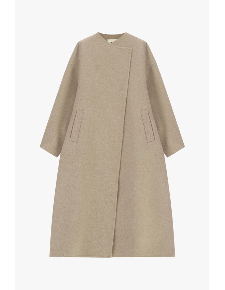 Cappotto Lungo Con Chiusura Asimmetrica E Tasche Dixie - Gris Clair