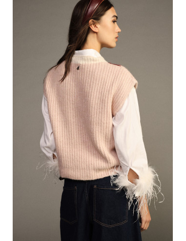 Pull Sans Manches Jacquard À Col Rond Dixie - Rose