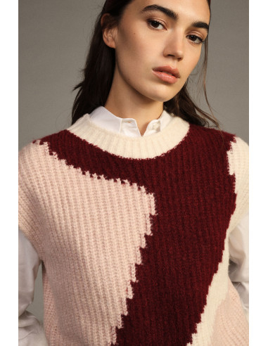 Pull Sans Manches Jacquard À Col Rond Dixie - Rose
