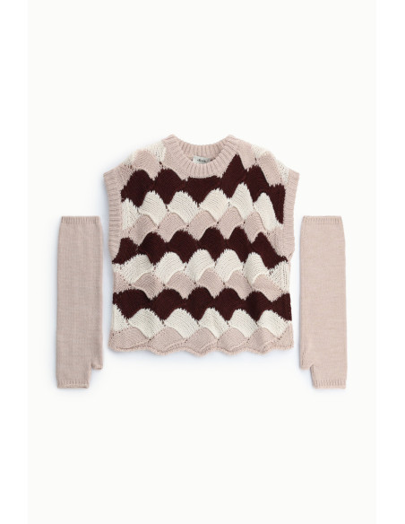 Pull sans manches à motifs géométriques avec manchettes Dixie - Rose