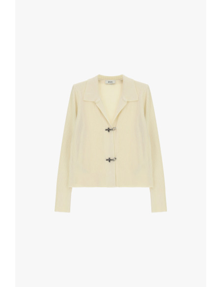 Cardigan A Coste Con Colletto E Ganci Metallo Dixie - Beurre