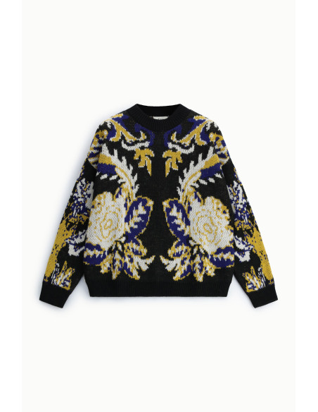 Pull Col Rond À Imprimé Floral Jacquard Dixie