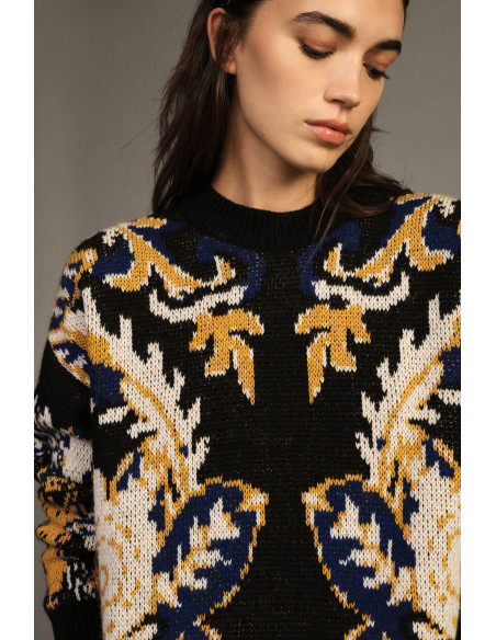 Pull Col Rond À Imprimé Floral Jacquard Dixie