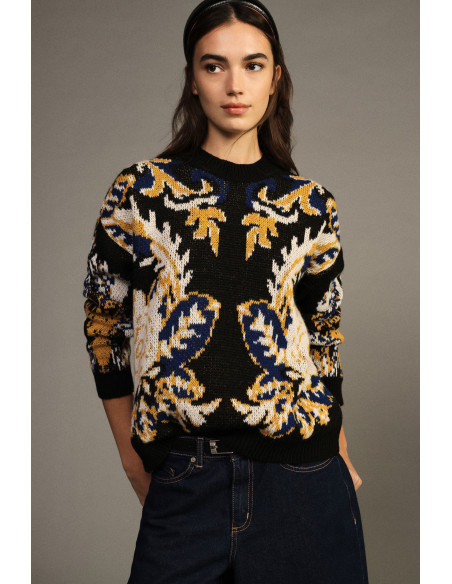 Pull Col Rond À Imprimé Floral Jacquard Dixie