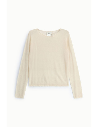 Pull à col rond à manches longues uni Dixie - Blanc crème