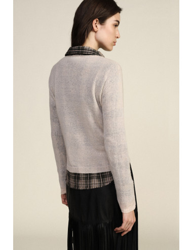 Pull à col rond à manches longues uni Dixie - Blanc crème