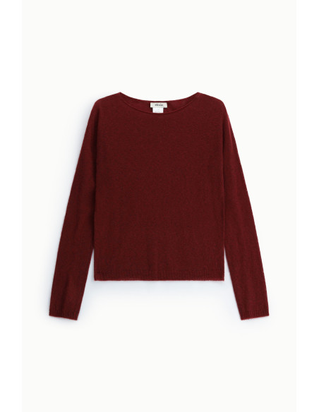 Pull À Manches Longues À Col Rond Uni Dixie - Bordeaux