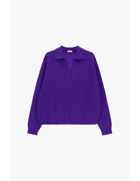 Pull À Col Rond Avec Col Et Encolure En V Dixie - Violet
