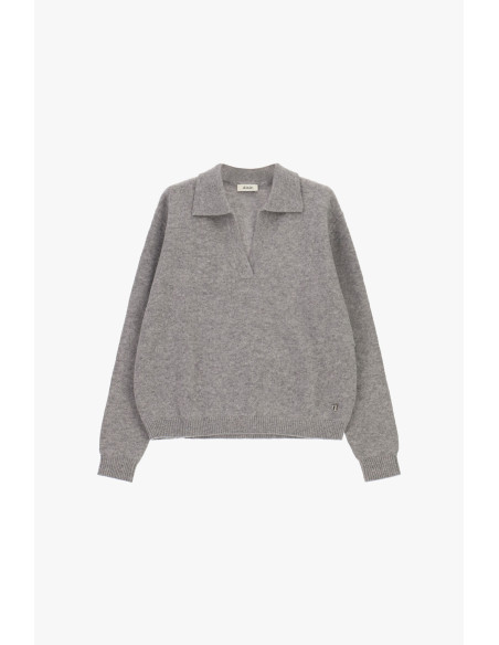Pull À Col Rond Avec Col Et Encolure En V Dixie - Gris