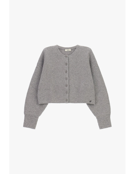 Cardigan court à boutons et manches longues Dixie - Gris
