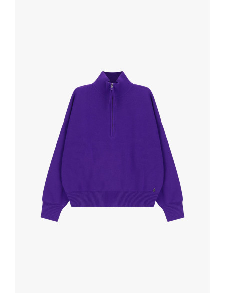 Pull ample à col montant et fermeture éclair Dixie - Violet