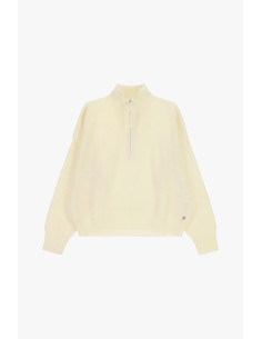 Pull à coupe ample, col montant et fermeture zippée Dixie - Blanc crème