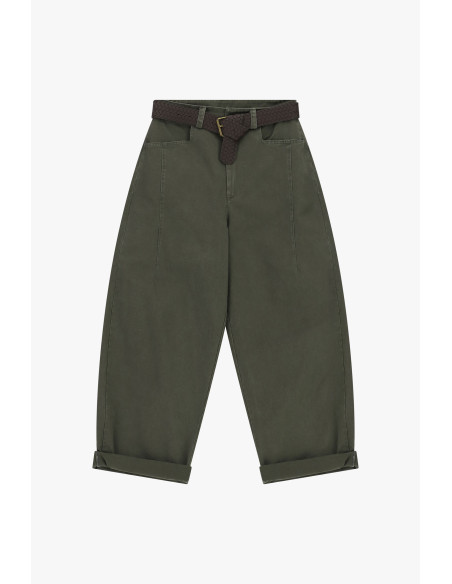 Pantaloni Chino-Fit Con Cintura Intrecciata E Risvolto Dixie - Vert militaire