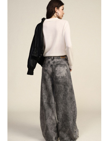 Jeans met wijde pijpen, vervaagde wassing, hoge taille Dixie