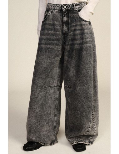 Jean À Jambes Larges, Délavage Dégradé, Taille Haute Dixie