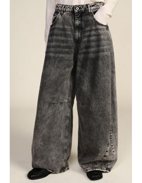 Jean À Jambes Larges, Délavage Dégradé, Taille Haute Dixie