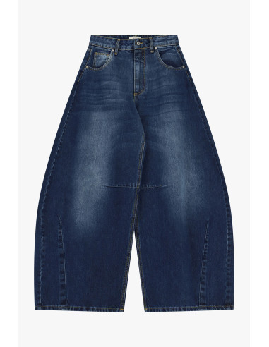 Jean Large À Taille Haute, Délavage Usé Dixie