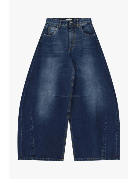 Jean Large À Taille Haute, Délavage Usé Dixie