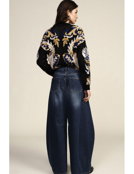 Jean Large À Taille Haute, Délavage Usé Dixie