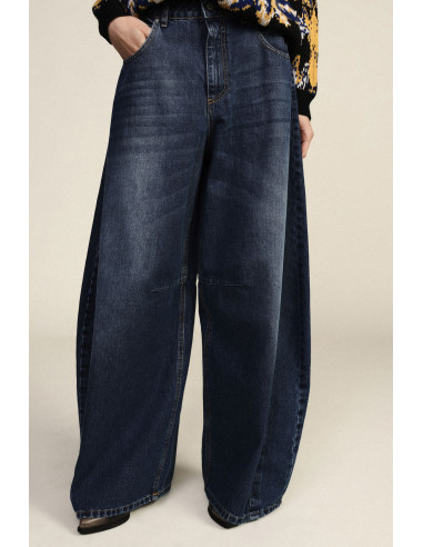 Jean Large À Taille Haute, Délavage Usé Dixie