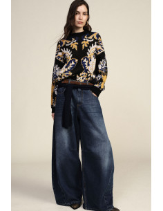 Jean large taille haute à délavage effet usé Dixie