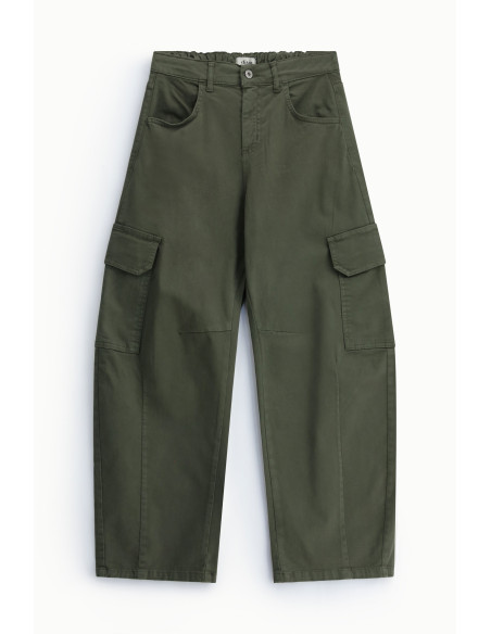 Pantaloni Palazzo Tasche Cargo Vita Alta Dixie - Vert militaire