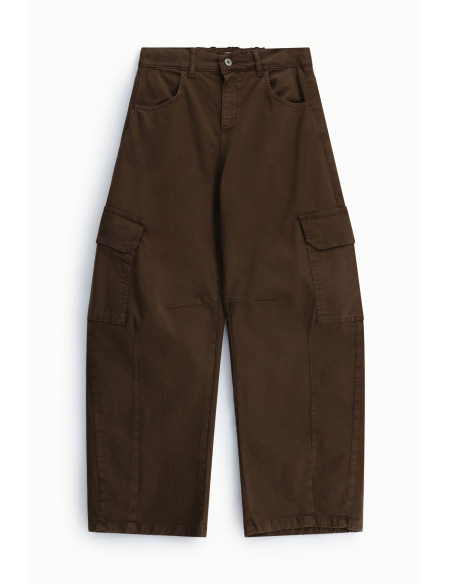 Pantalon palazzo cargo taille haute avec poches Dixie - Marron