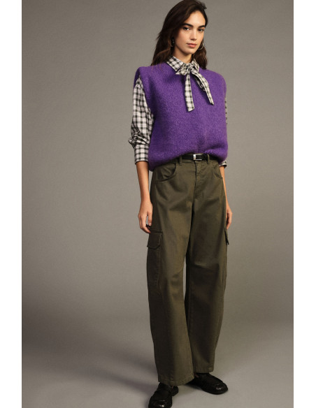 Pantaloni Palazzo Tasche Cargo Vita Alta Dixie - Vert militaire