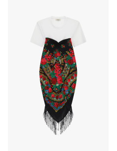 T-shirt met bloemenprint, franjes en hartvormige halslijn Dixie 2