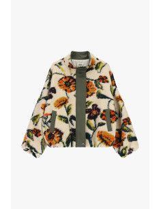Veste courte en fausse fourrure à fleurs Dixie