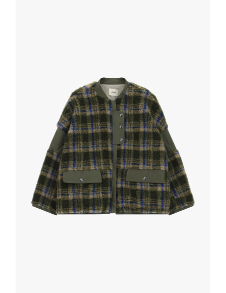 Veste Eco-Fourrure à motif à carreaux avec poches Dixie - Militaire