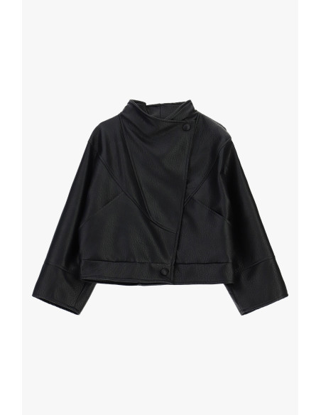 Veste en similicuir avec fermeture asymétrique Dixie - Noir