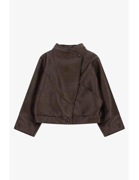 Veste en similicuir à fermeture asymétrique Dixie - Marron