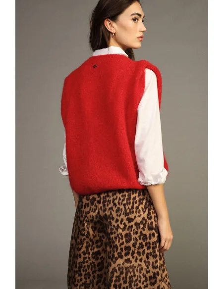 Pull sans manches à col rond coupe droite Dixie - Rouge