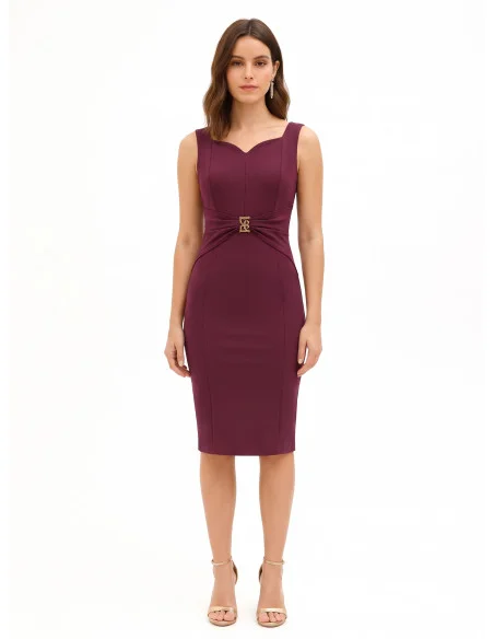 Robe fourreau à décolleté cœur et boucle logo RR à la taille Rinascimento