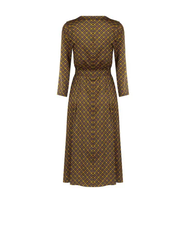 Robe-chemise midi en satin avec col en V et ceinture rigide assortie Rinascimento