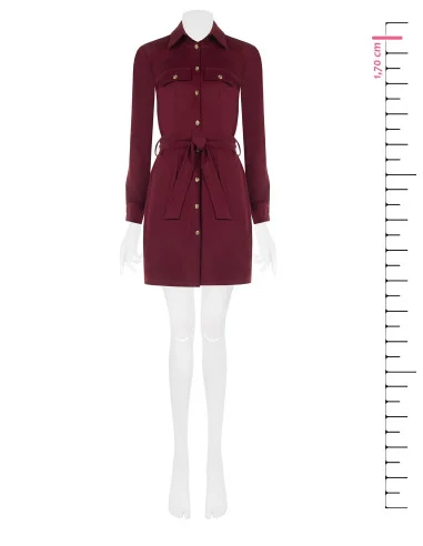 Robe courte-chemise en denim de velours avec ceinture assortie Rinascimento