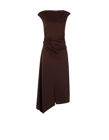 Robe longue en maille, froncée sur les hanches, avec bas asymétrique Rinascimento