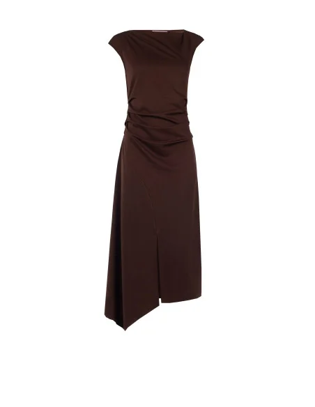 Robe longue en maille, froncée sur les hanches, avec bas asymétrique Rinascimento