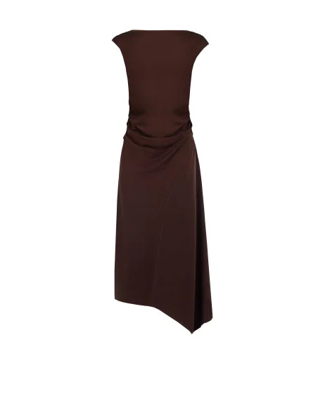 Robe longue en maille, froncée sur les hanches, avec bas asymétrique Rinascimento