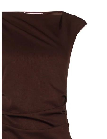 Robe longue en maille, froncée sur les hanches, avec bas asymétrique Rinascimento