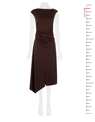 Robe longue en maille, froncée sur les hanches, avec bas asymétrique Rinascimento