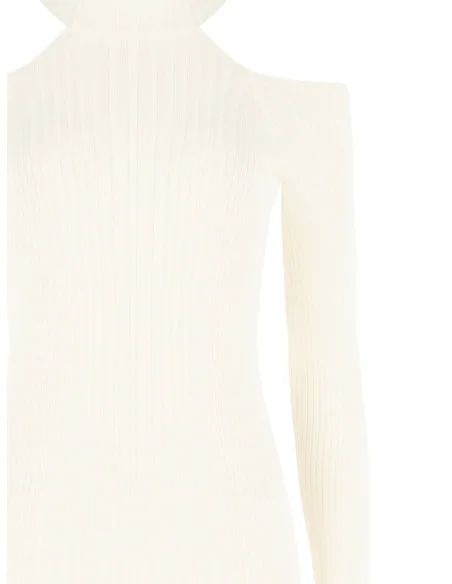 Robe midi près du corps en maille côtelée avec découpes aux épaules Rinascimento