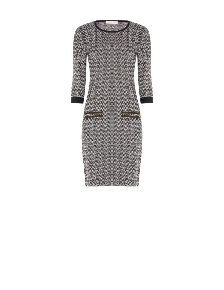 Robe fourreau en tweed avec lurex Rinascimento - Noir